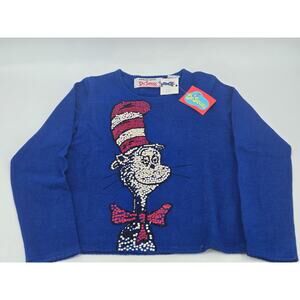 Michael Simon Dr. Seuss Long Sleeve Christmas Grinch Sweater Women’s Small -Blue